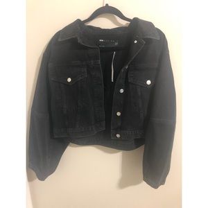 BLACK ACID WASHED DENIM JACKET
